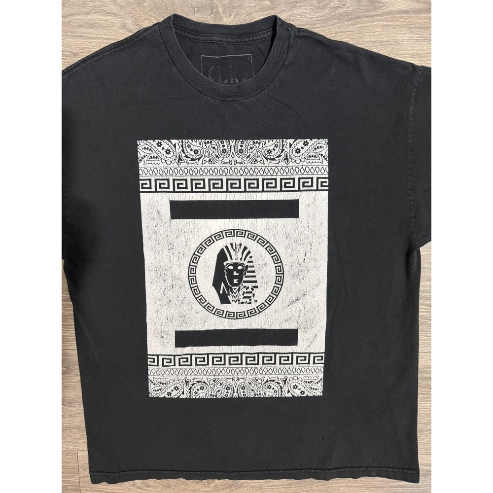 Last Kings Mens Pharaoh Graphic Faded T-Shirt Size L Black Streetwear Egypt